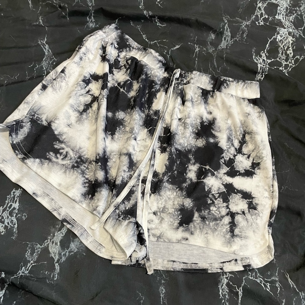 Black and white tie-dye shorts